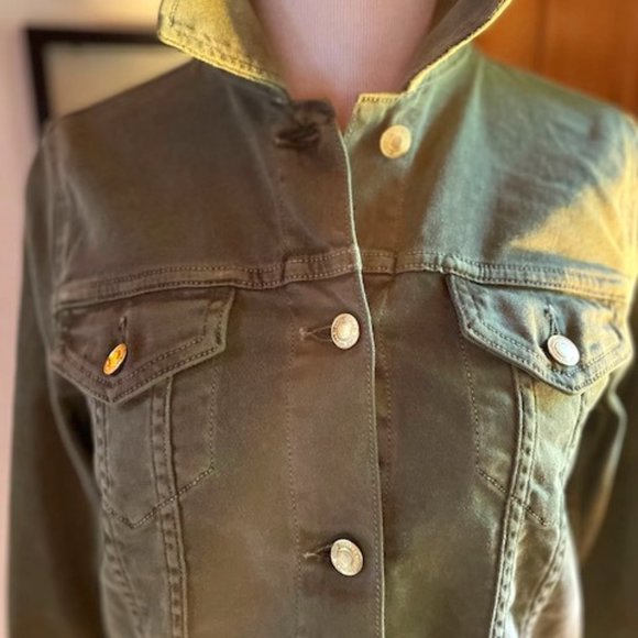 MICHAEL KORS Military Green Jean Jacket - S - Picture 2 of 12